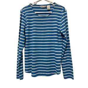 Orvis Long Sleeve blue White Striped 100% Pima Cotton Shirt Size‎ Small